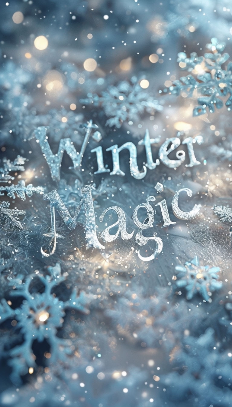 Winter Magic Frosty Snowflakes and Lights Poster