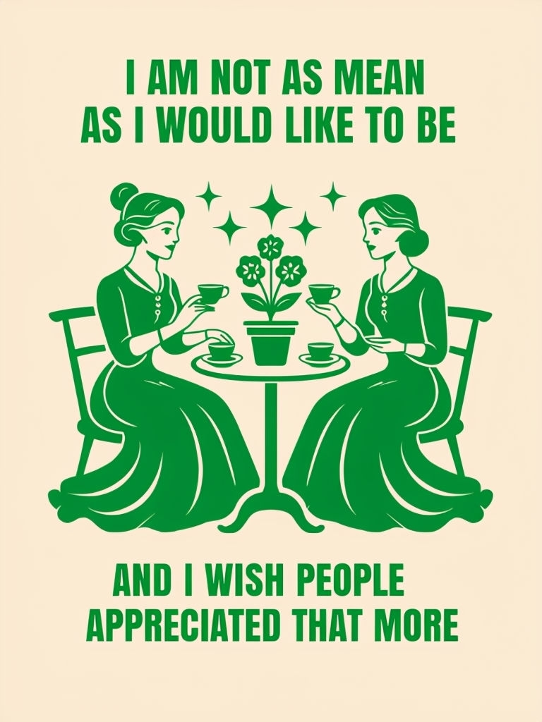 Vintage Tea Party Illustration with Whimsical Text T-Shirt