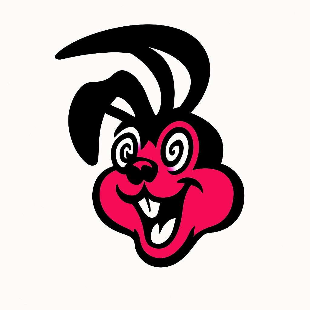 Vibrant Cartoon Bunny Face Illustration Against Aruba Blue Background Sticker