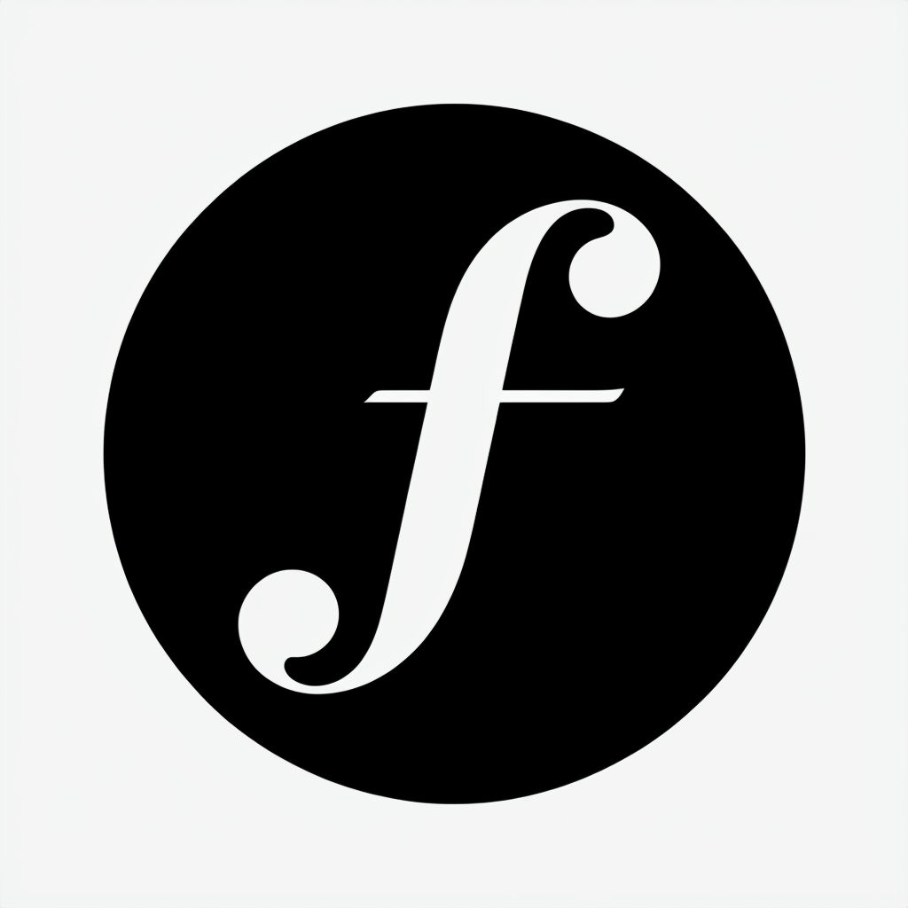 Elegant Black and White Treble Clef Letter F Logo Monogram