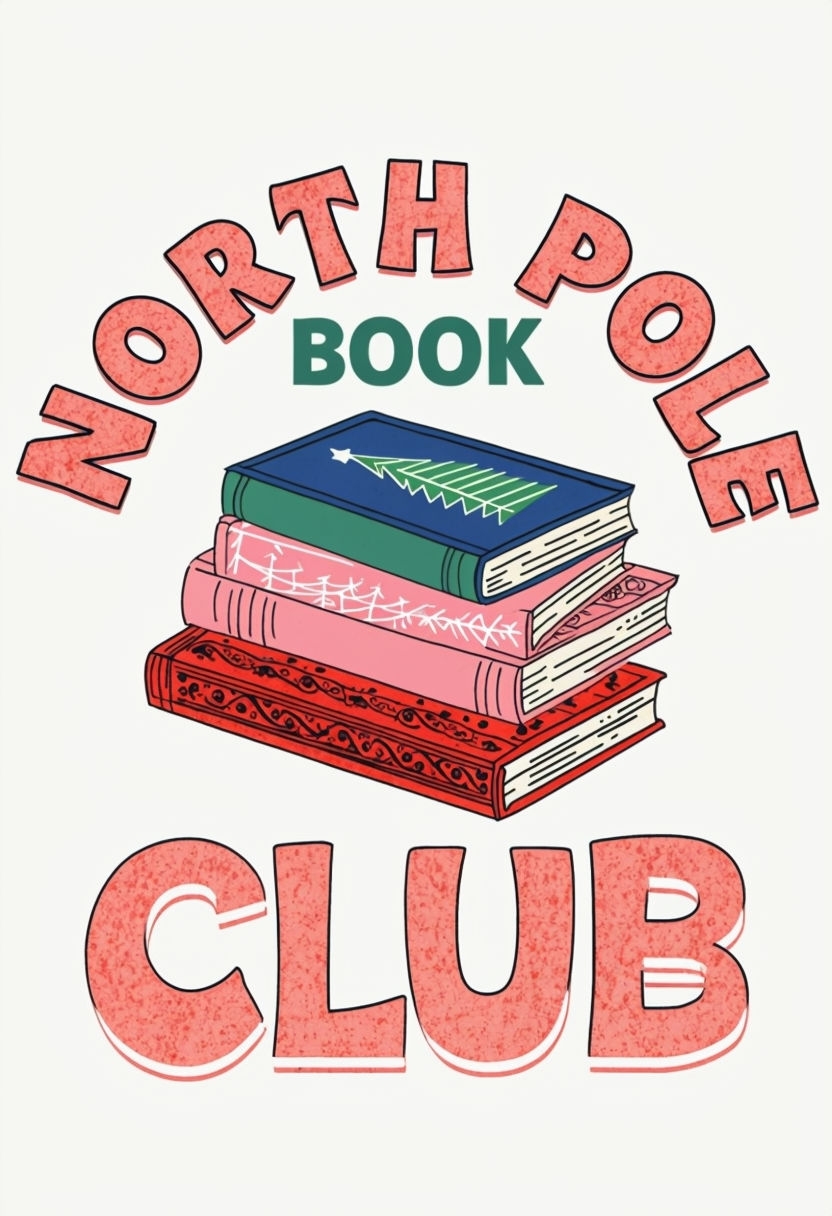 Cheerful North Pole Book Club Graphic Design T-Shirt