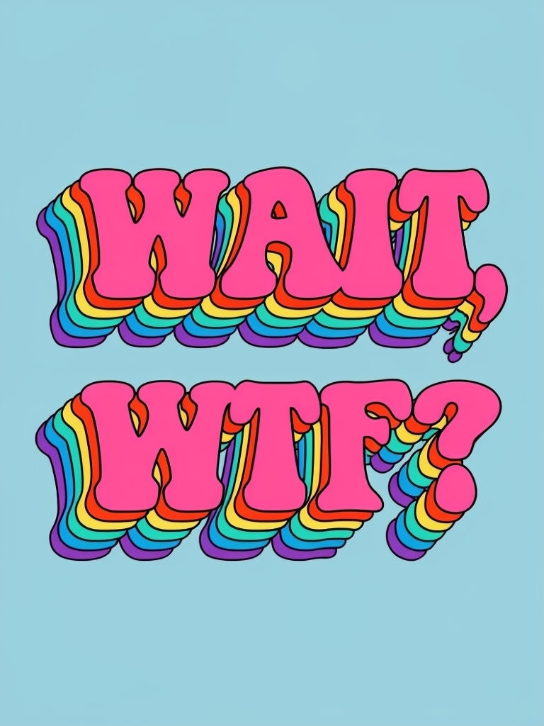 Vibrant Retro Wait WTF Colorful Text T-Shirt