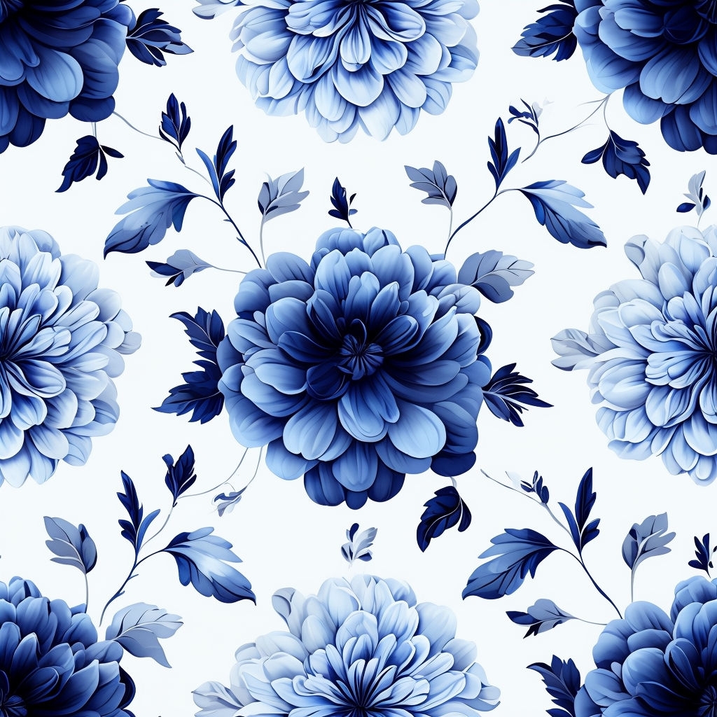 Intricate Blue Gray Floral Symmetrical Pattern Design Seamless Pattern