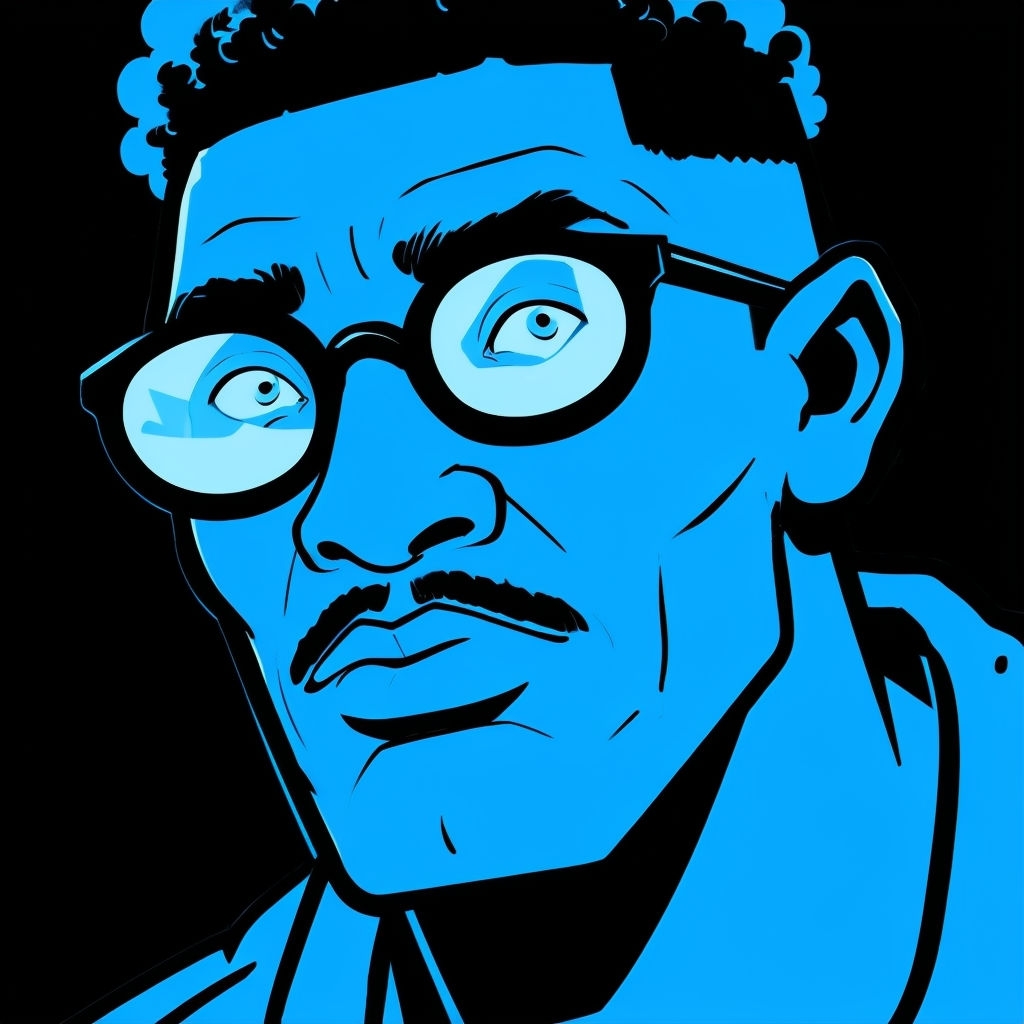Striking Blue Cartoon Male Character Illustration Art