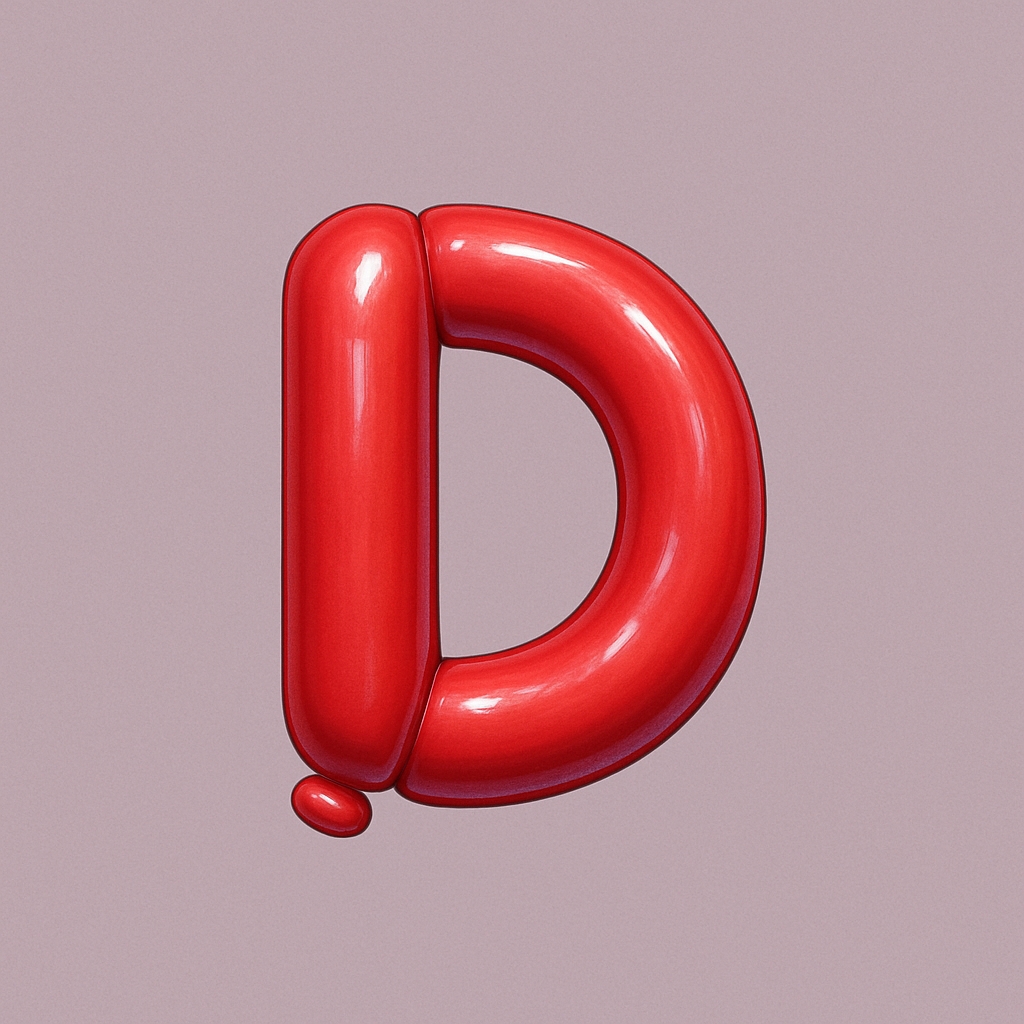 Vibrant Red Balloon Letter D Illustration on Pink Background Monogram