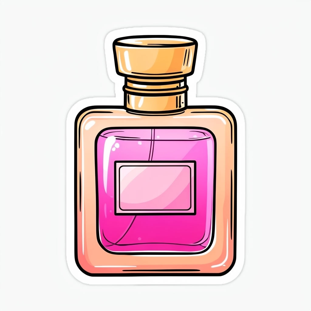 Vibrant Cartoon Perfume Bottle Illustration Sticker