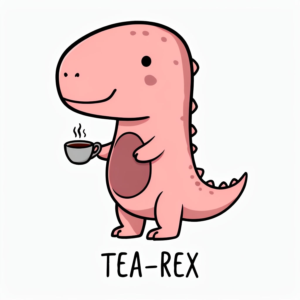 Cute Pink Dinosaur Tea-Rex Illustration Mug