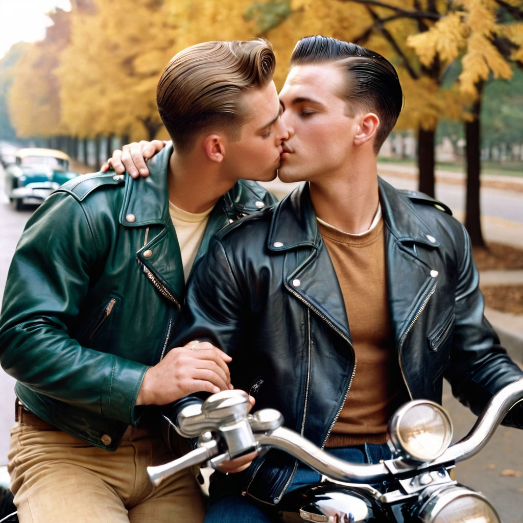 A gay leather jacket couple