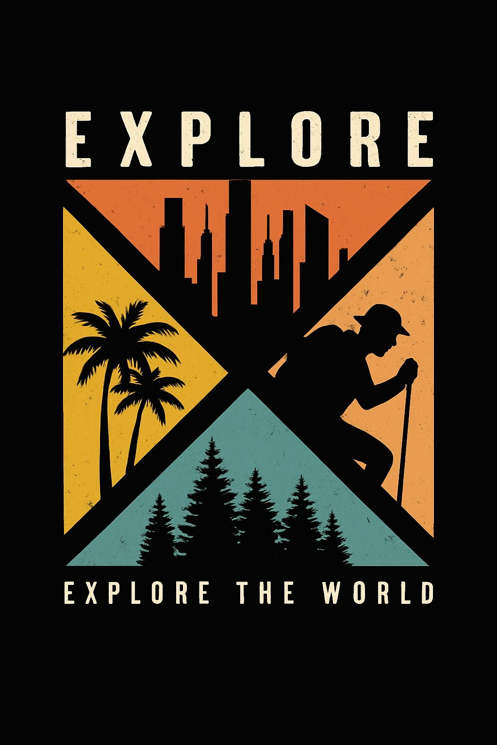 Vintage Explore the World Graphic Design T-Shirt