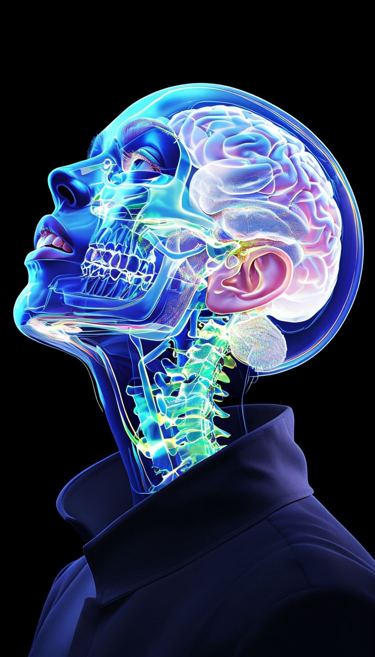 Futuristic Human Anatomy in Electric Hues Mobile Wallpaper