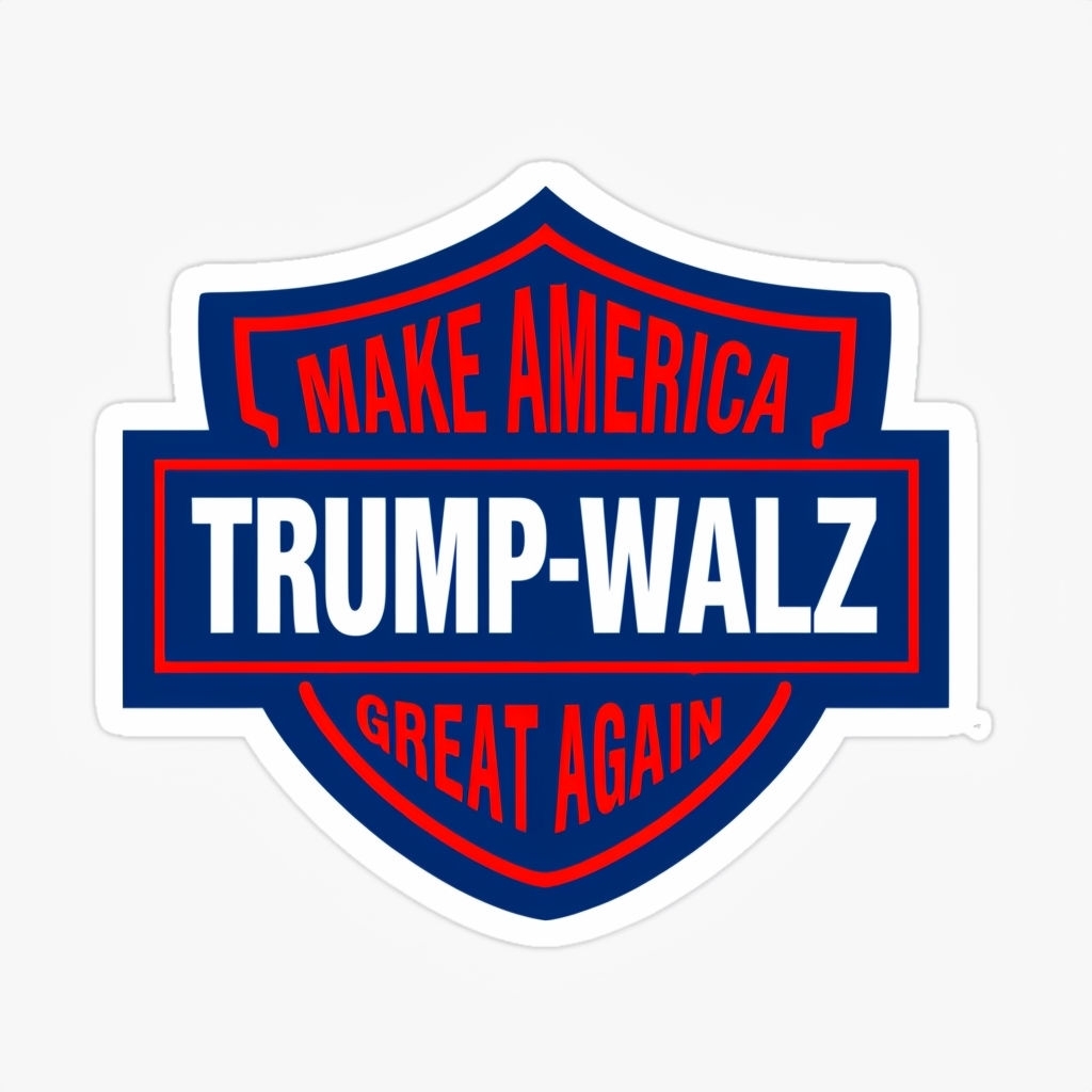 Navy Blue Harley Davidson Trump-Walz Emblem Sticker