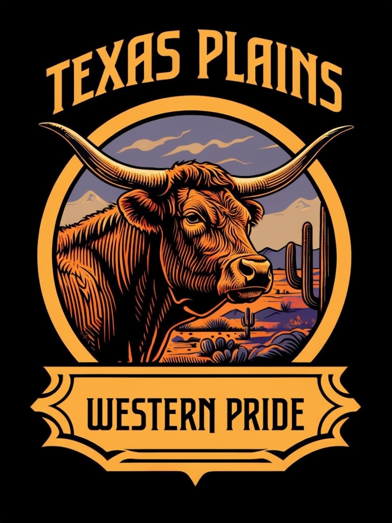Texas Longhorn Steer Graphic Design T-Shirt