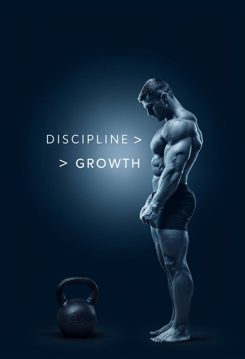 Minimalist Blue Motivational Discipline Growth Poster