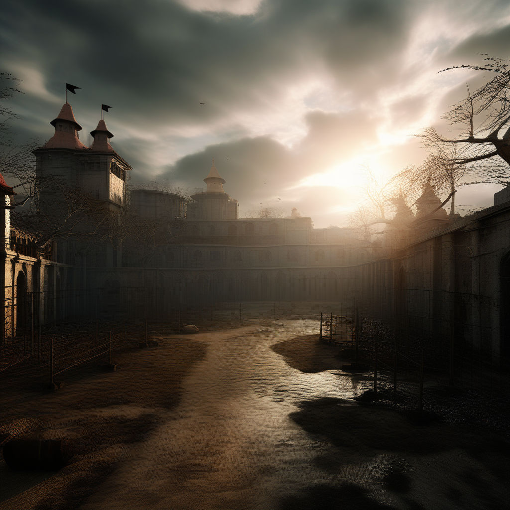 1600s eerie prison grounds fantasy by marcella pimentel - Playground