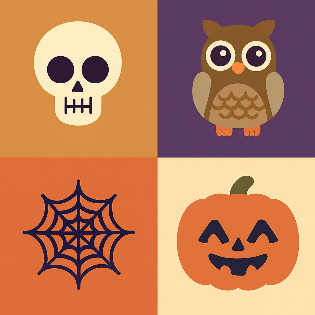 Minimalist Halloween Cartoon Characters Seamless Pattern Design