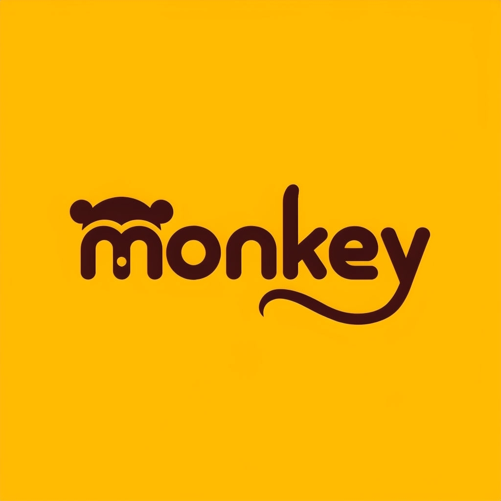Playful Minimalist Monkey Logo with Creative Typography