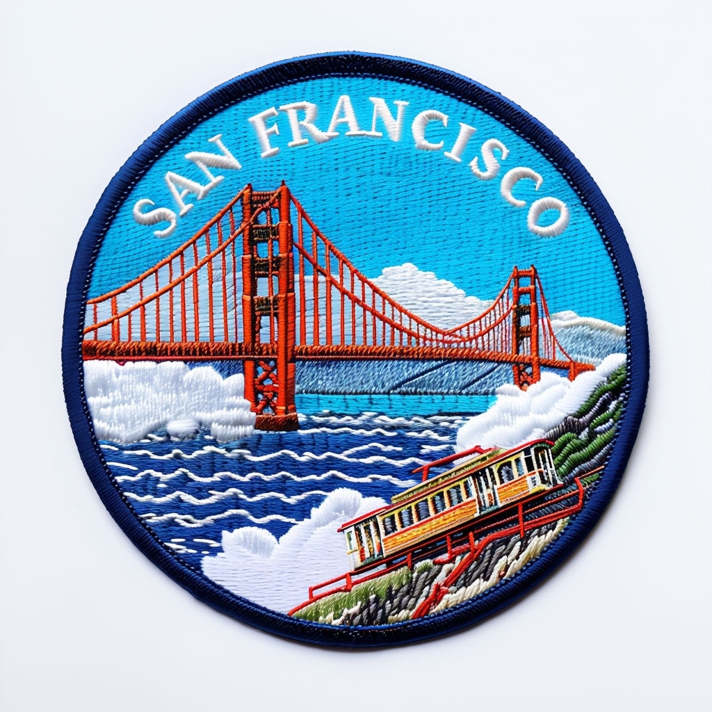 Vibrant Golden Gate Bridge Embroidered Patch for Hats