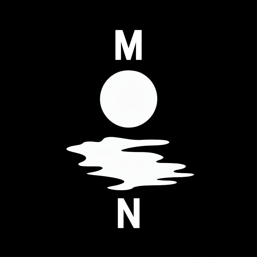 Minimalist Black and White M N Moon Cloud Graphic T-Shirt