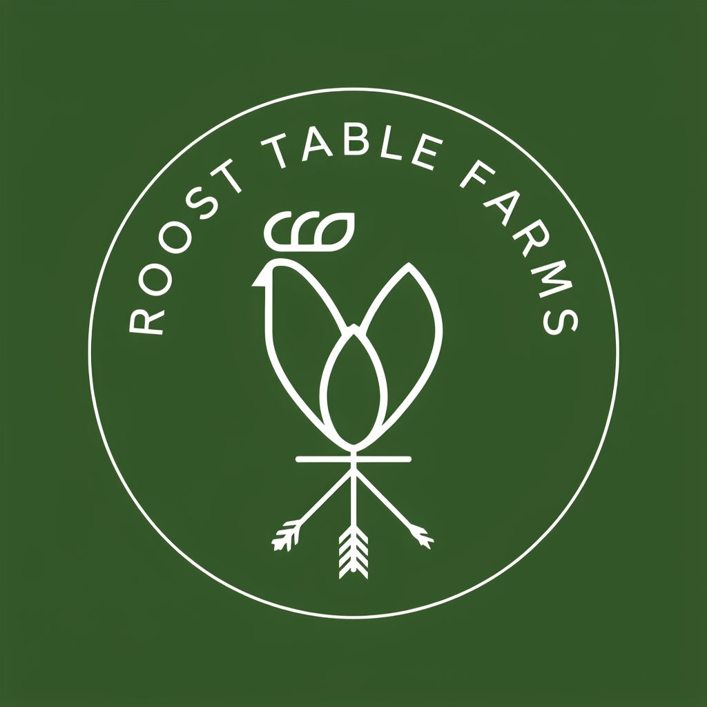 Minimalist White Chicken Logo for Roost Table Farms Logo