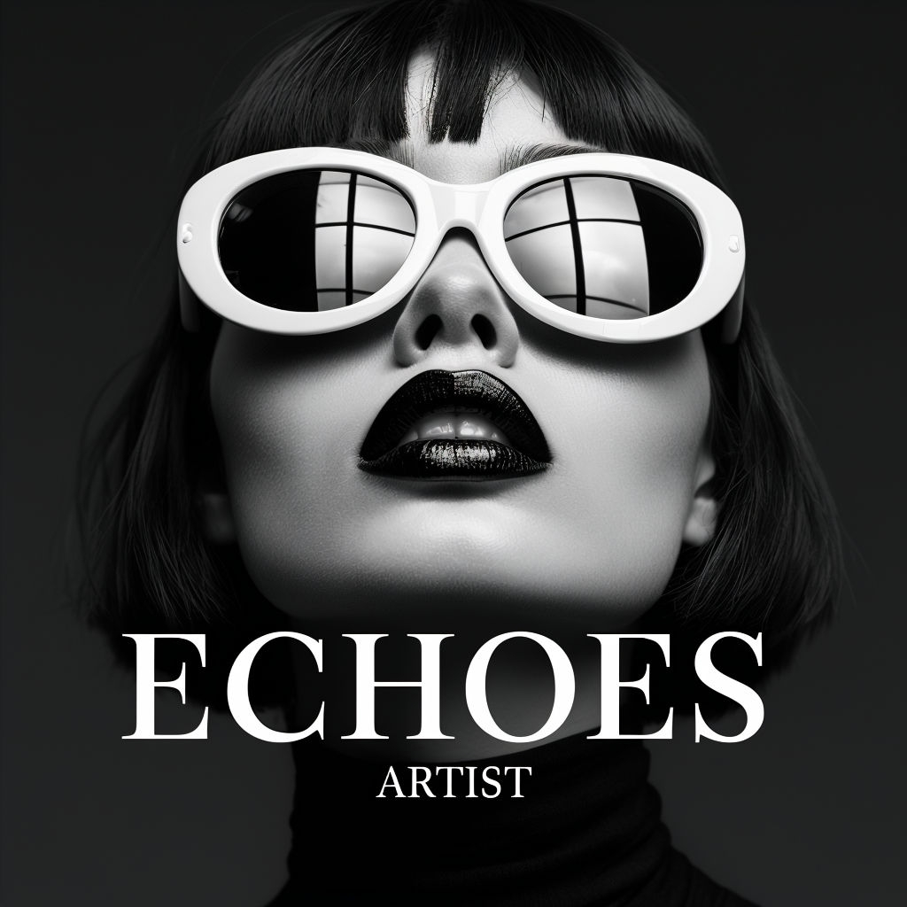 Bold Black-and-White Portrait with Reflective Sunglasses Album Cover