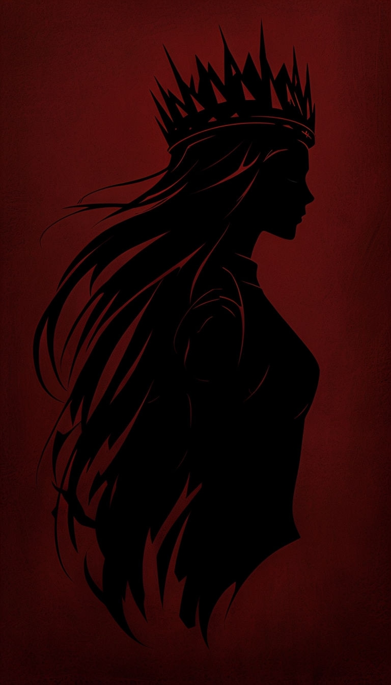 Minimalist Black Silhouette of Female Figure on Dark Red Phone Case Cover