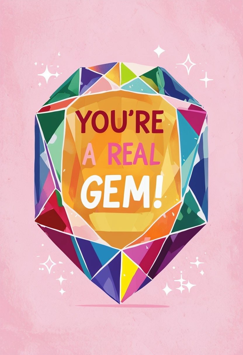 Vibrant Multicolored Gem Illustration with Uplifting Message Poster