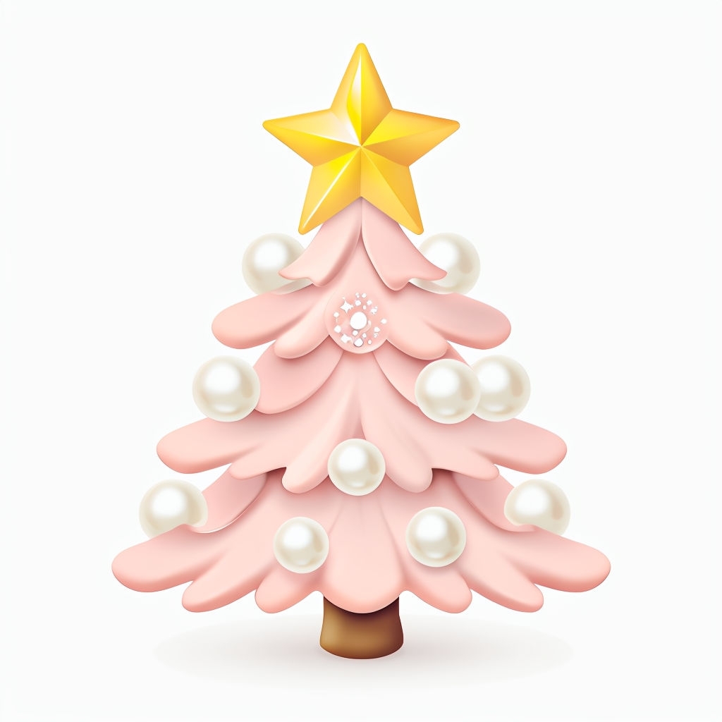 Whimsical Pastel Pink Christmas Tree Ornament Illustration Mug