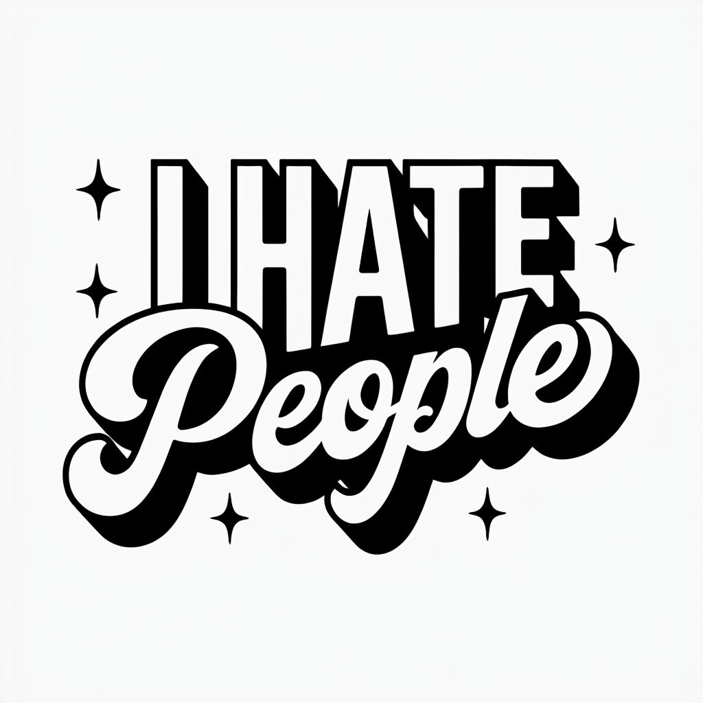 Bold Retro 'I HATE People' Humorous Text Graphic Mug