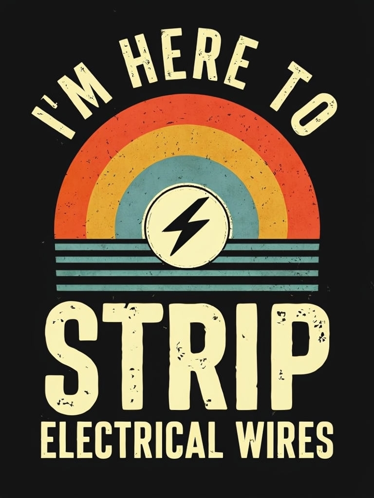 Vintage Bold Text and Colorful Electrical Wires T-Shirt