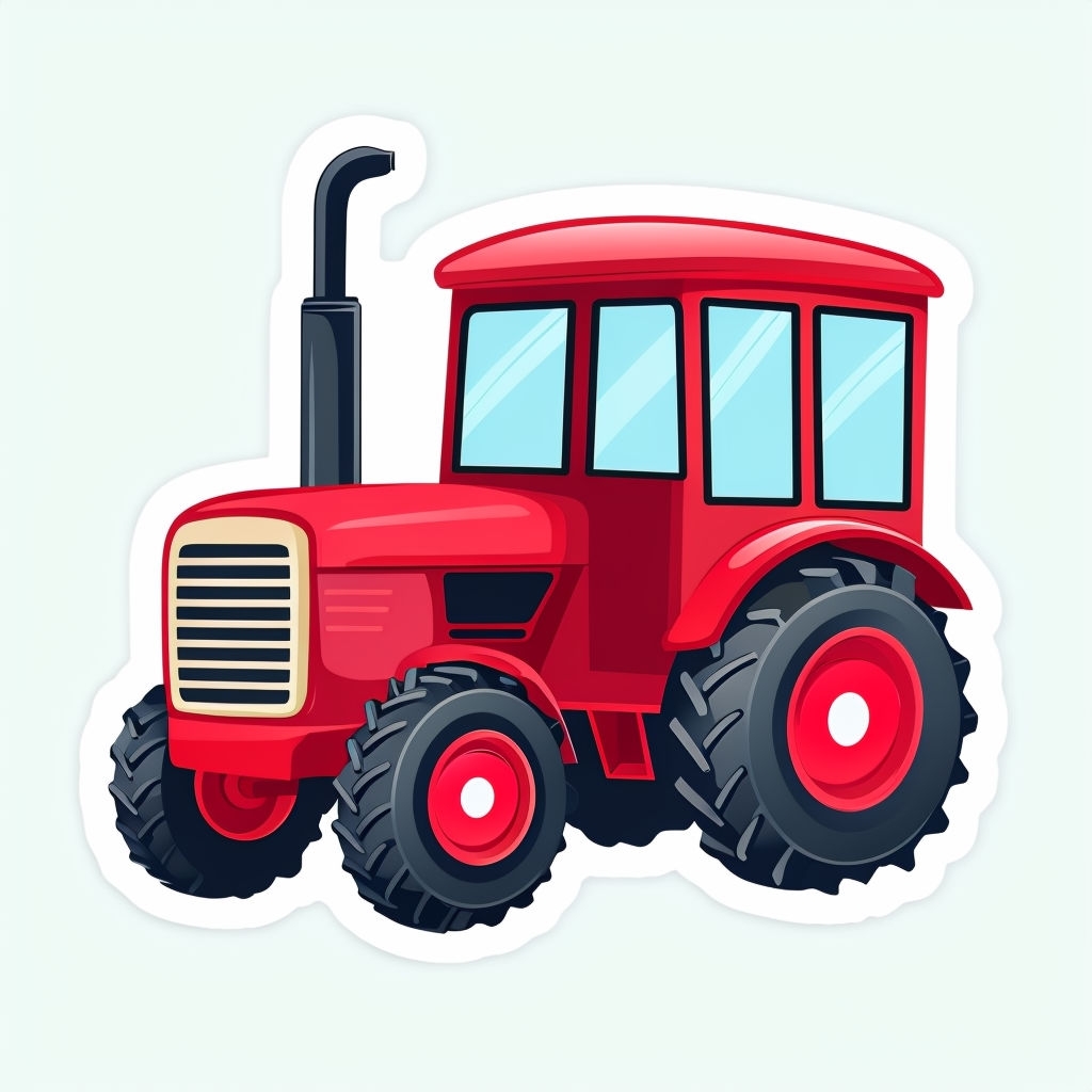 Vibrant Cartoon Farm Tractor Illustration Sticker