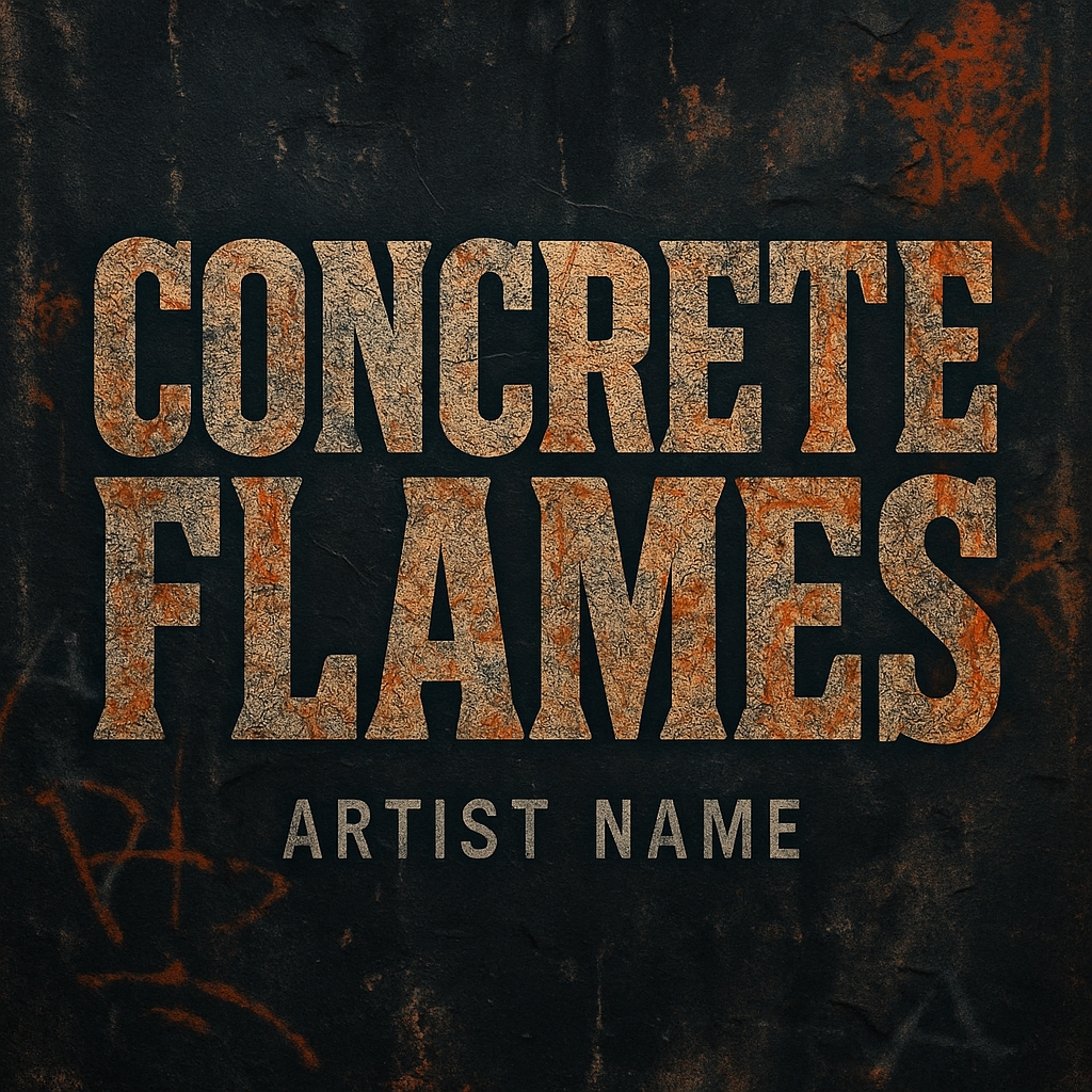 Bold Grunge Concrete Flames Text Design for Album Cover Spotify Album Cover