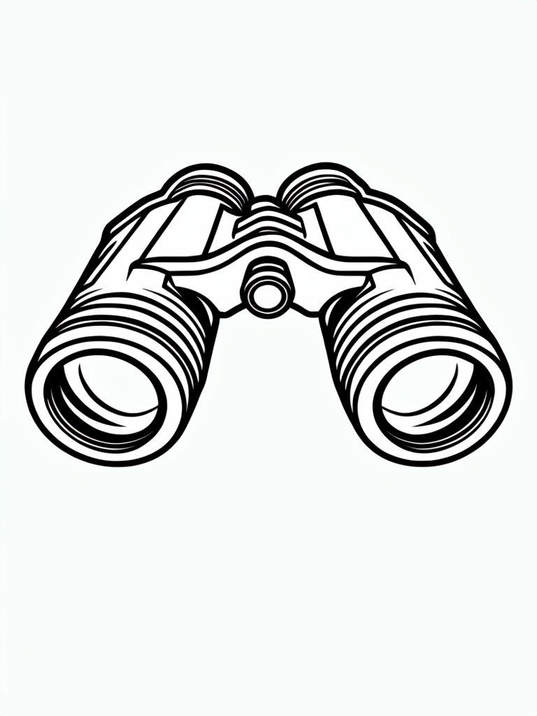 Cartoon-Style Binoculars Coloring Page for Creative Fun Coloring Book Pages