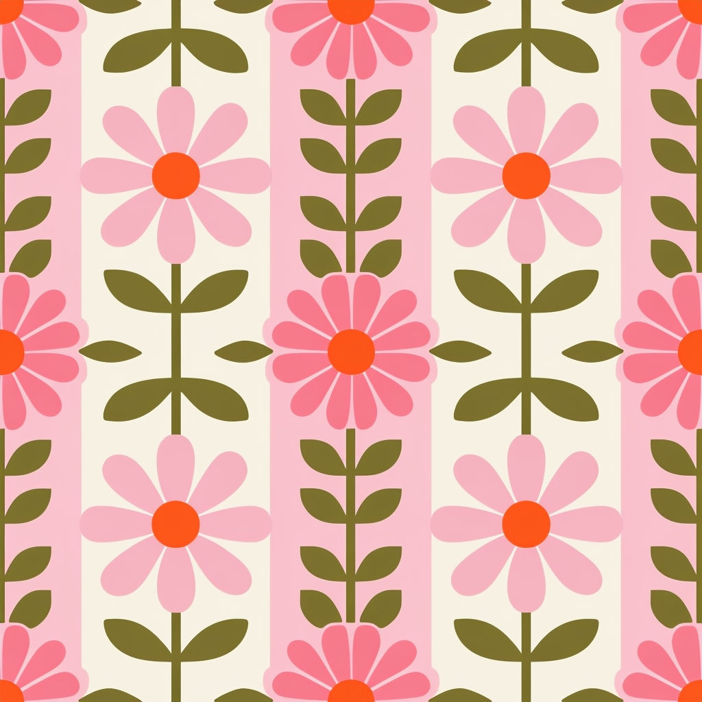 Retro Floral Geometric Seamless Pattern Design Art