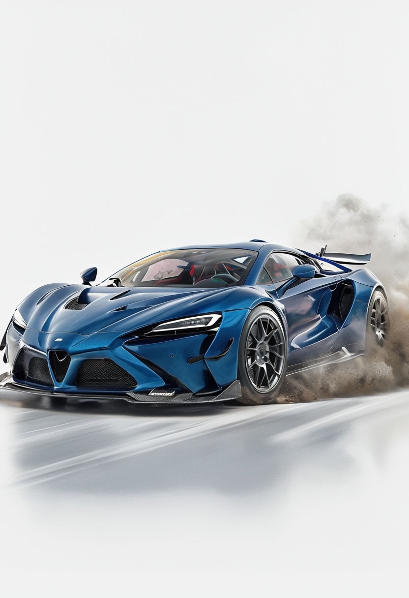 Striking Deep Blue High-Performance Sports Car Art