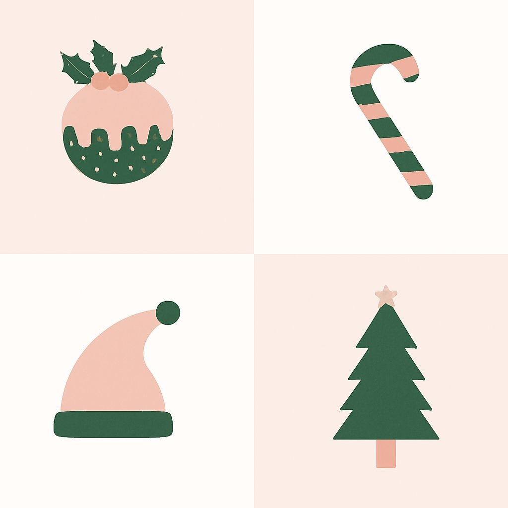 Festive Minimalist Christmas Elements Illustration Pattern