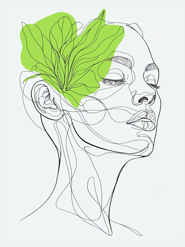 Minimalist Line Drawing of a Serene Profile Face Art