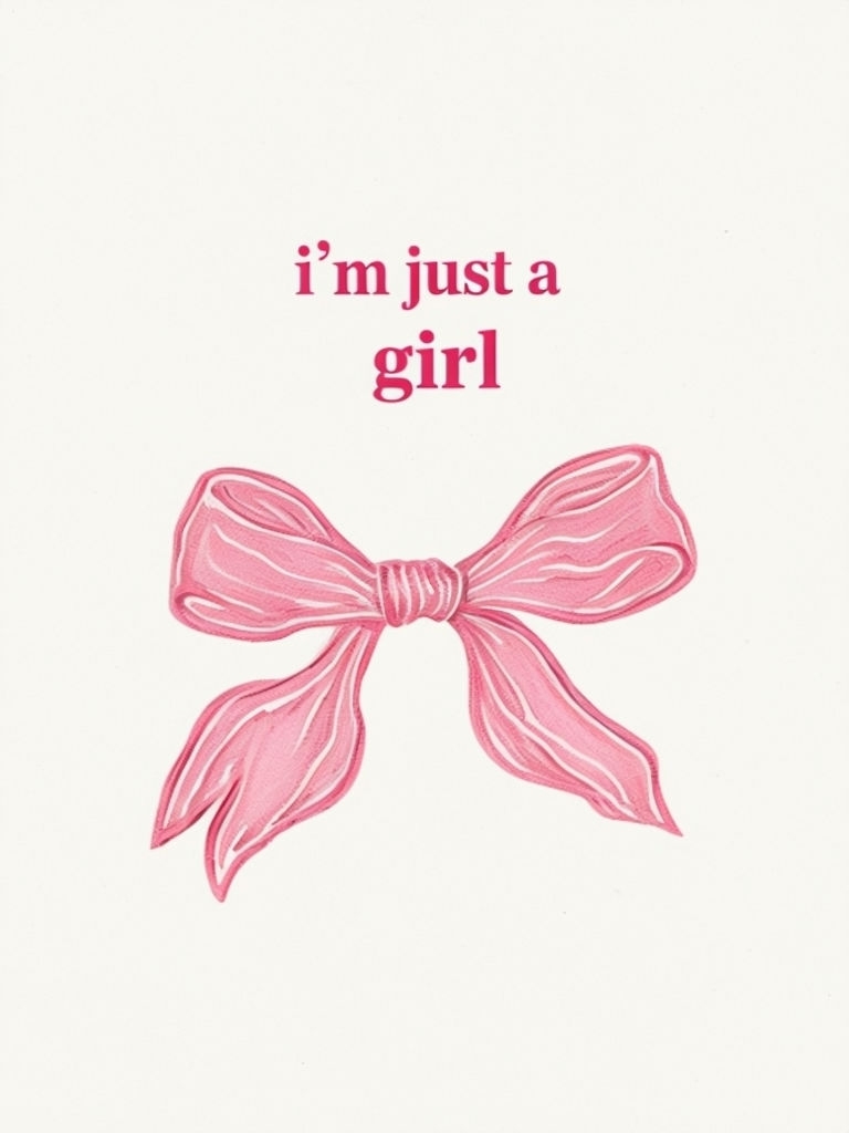 Minimalist Pink Bow and I'm Just a Girl Design T-Shirt