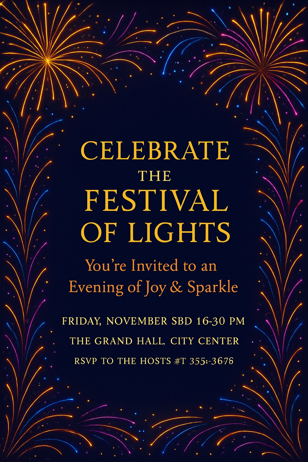 Festive Celebration of Lights Invitation Poster Design Cards & Invites