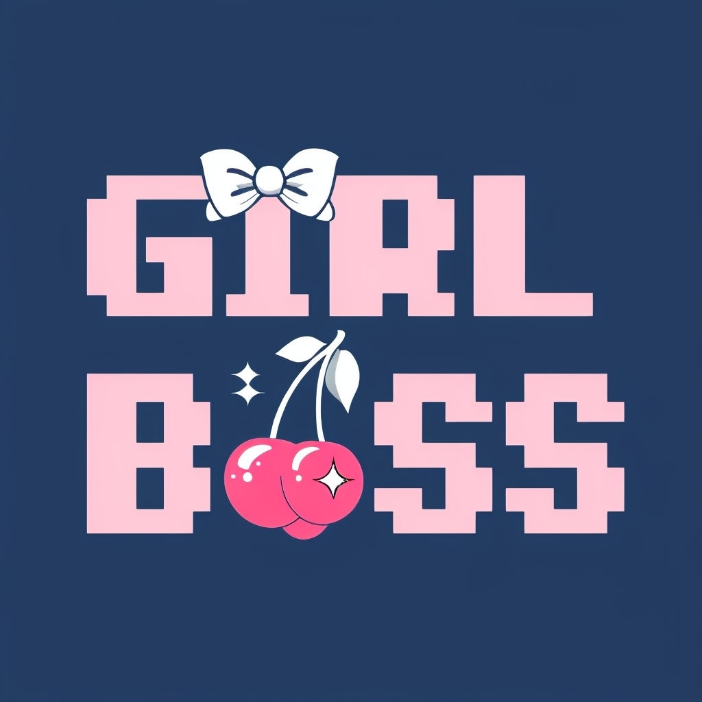 Pixelated Girl Boss Retro Design T-Shirt