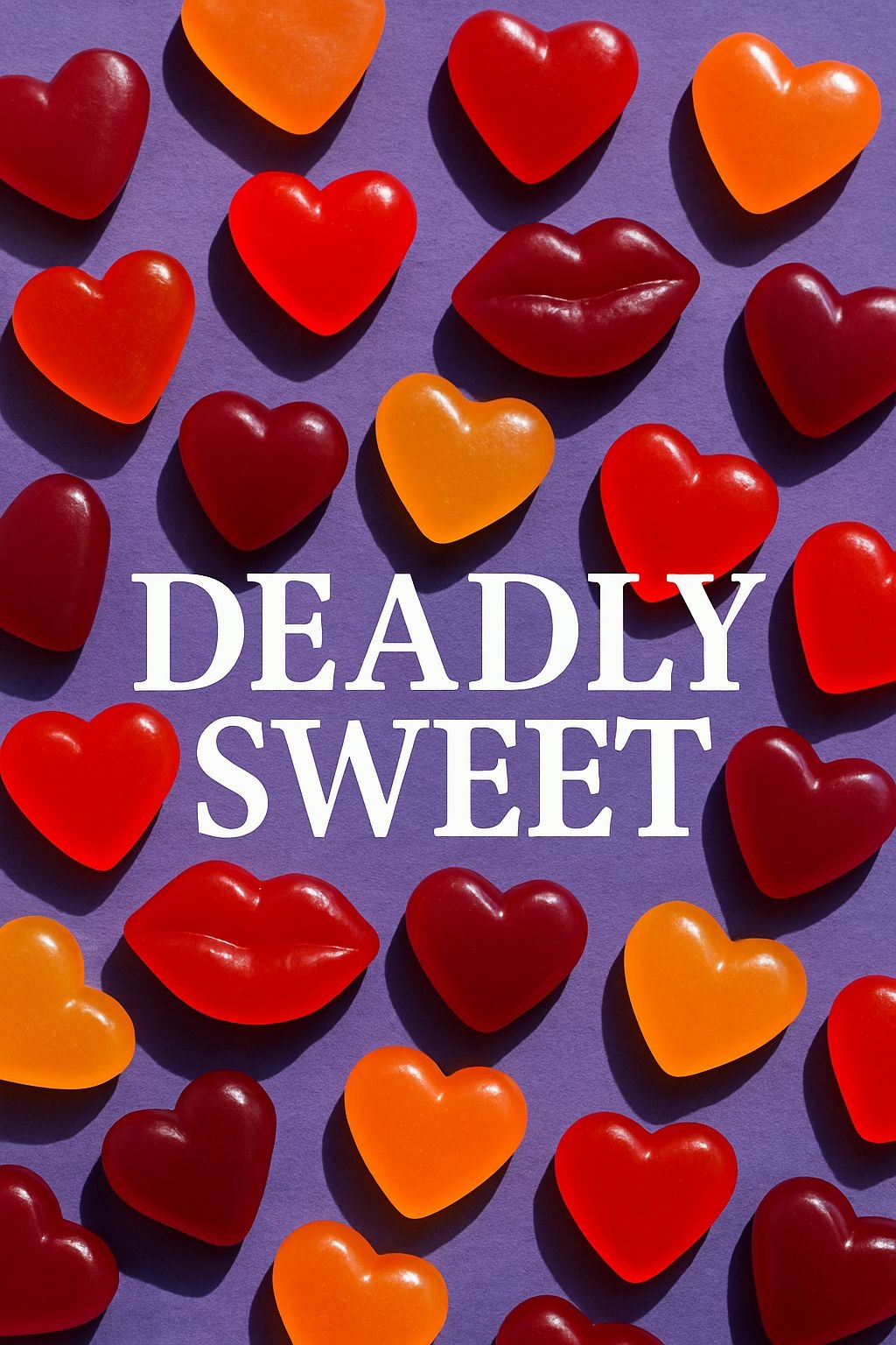 Deadly Sweet Heart-Shaped Gummy Candy Flat Lay Poster