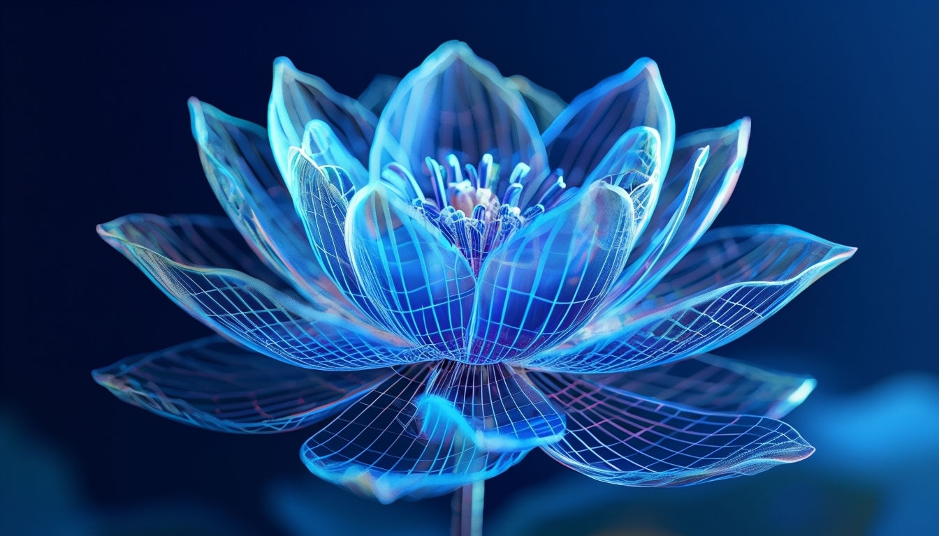 Electric Blue Lotus Flower Digital Art Background