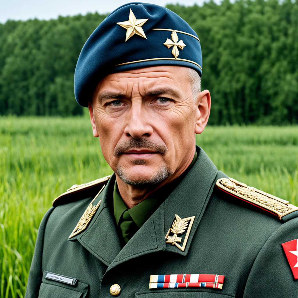 A modern photo portrait of a 40-year-old soldier of the Slav... by ...