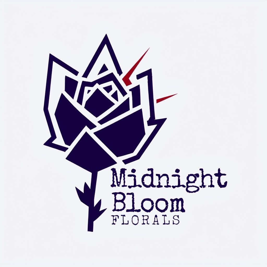 Modern Minimalist Midnight Bloom Florals Logo Design