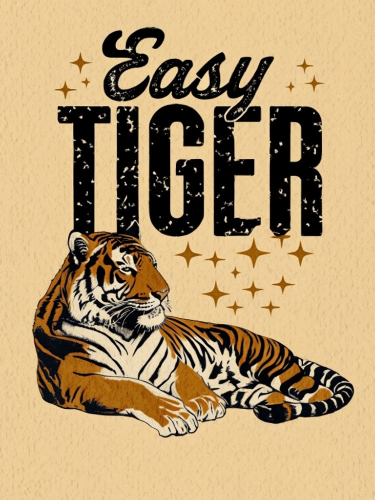 Vintage Easy Tiger Illustration T-Shirt