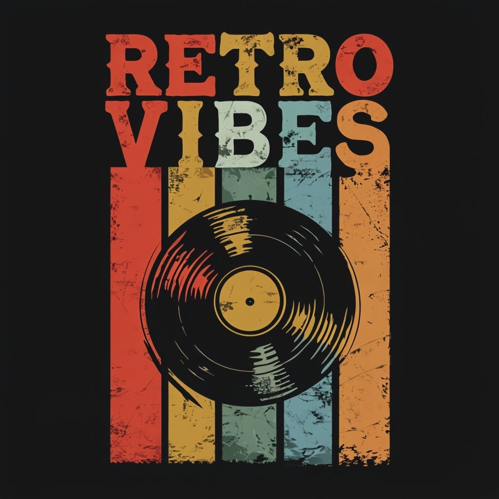 Vintage Retro Vibes Vinyl Record Graphic T-Shirt