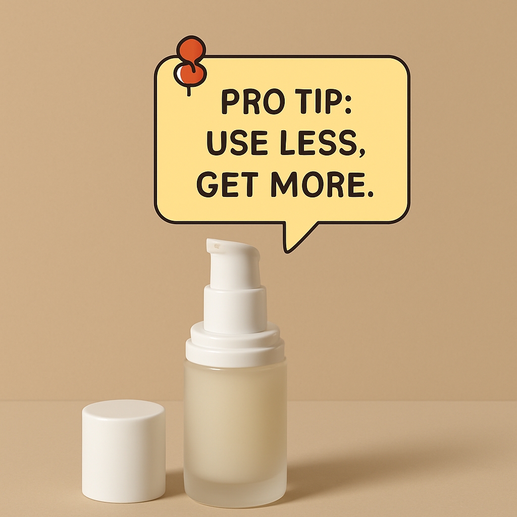 Minimalist Skincare Bottle with Pro Tip Speech Bubble Ad