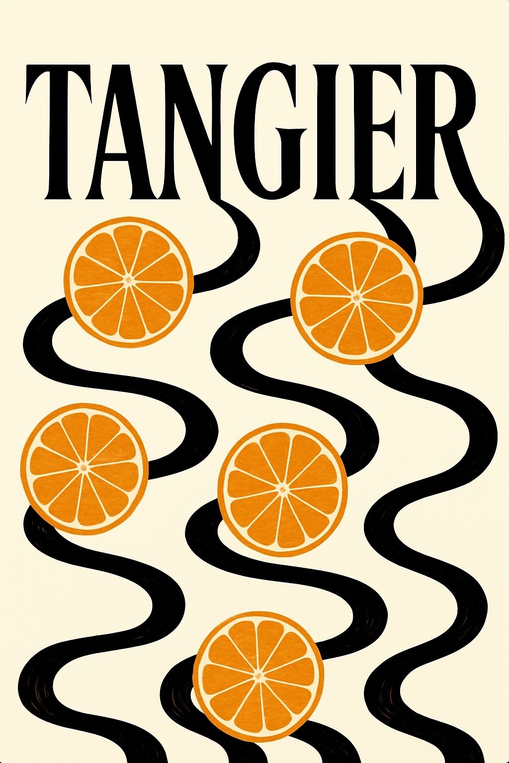 Modern Minimalist Tangier Graphic Design with Orange Slices Poster