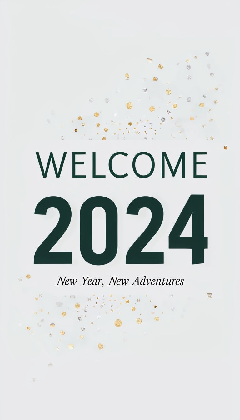 Elegant New Year's Day Welcome 2024 Announcement Card