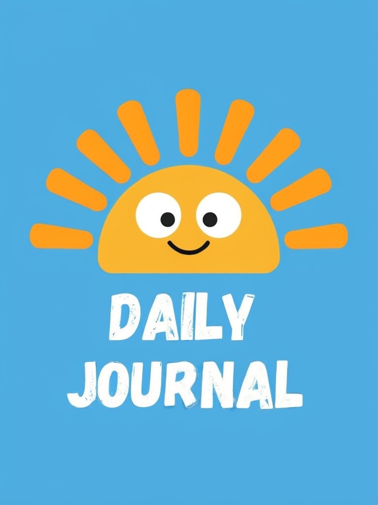 Cheerful Cartoon Sun with Daily Journal Text EBook Cover