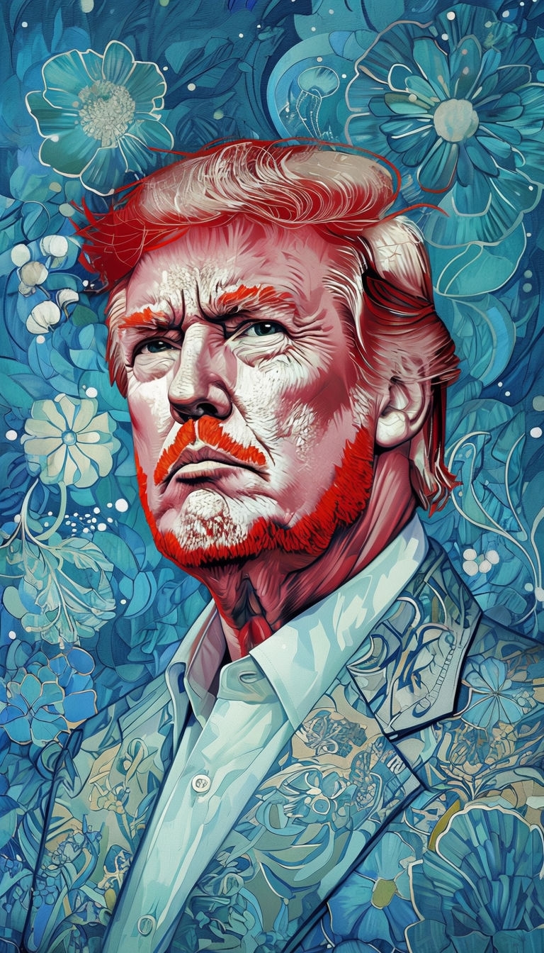 Intense Post-Impressionist Portrait of Donald Trump Mobile Wallpaper